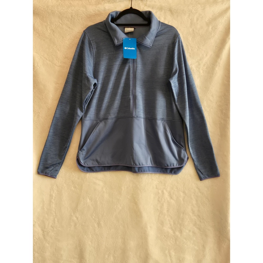 Columbia Mens L Sunny Springs Half Zip Fleece Blue Heather Pullover XK8789 NEW